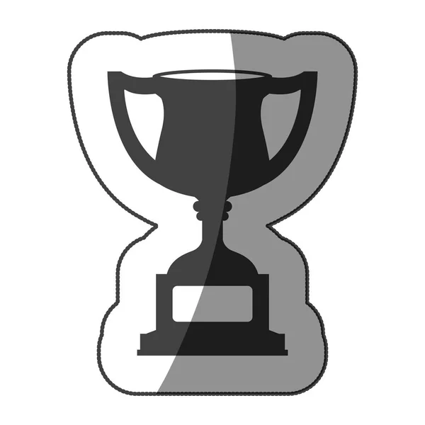 Sticker monochrome trophy cup with half shaded — Stock Vector