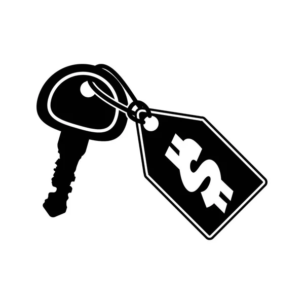 Black silhouette key and price tag — Stock Vector