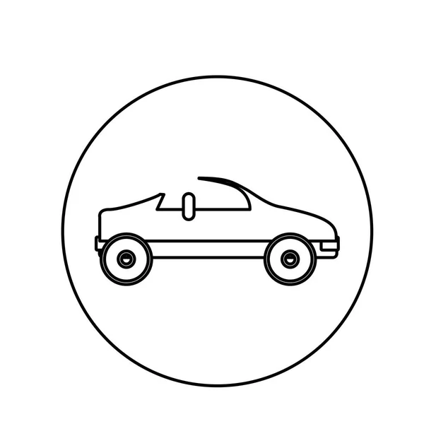 Silhouette circular shape with convertible — Stock Vector