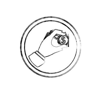 uyarı işareti ile bulanık siluet sikke simge düz eklemek