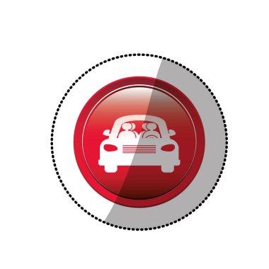 Araba kapısı simgesi düz yol iz ile noktalı etiket