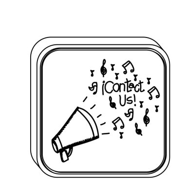 megafon ile siluet kare düğme