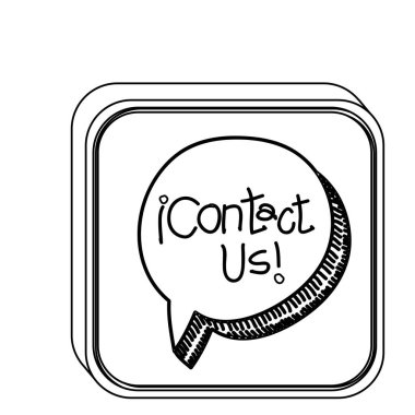 siluet kare düğme diyalog balon ile bize ulaşın