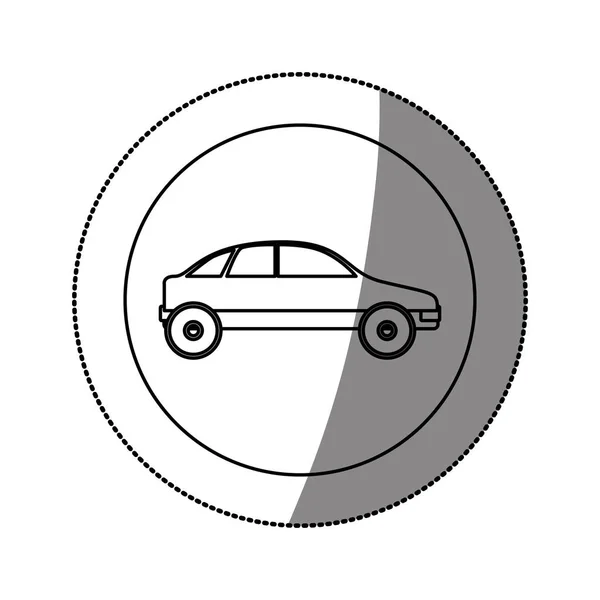 Etiqueta circular da silhueta com veículo — Vetor de Stock