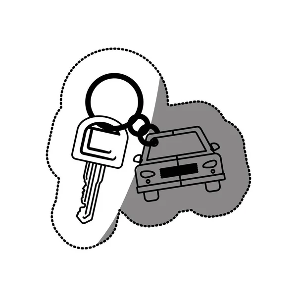 Silhueta pontilhada adesivo com chaves e carro chaveiro ícone —  Vetores de Stock