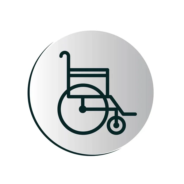Aangetaste ronde knop met rolstoel — Stockvector