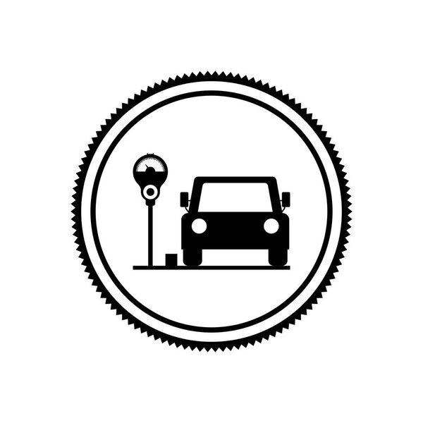 silhouette seal parking area for vehicles with parking meter