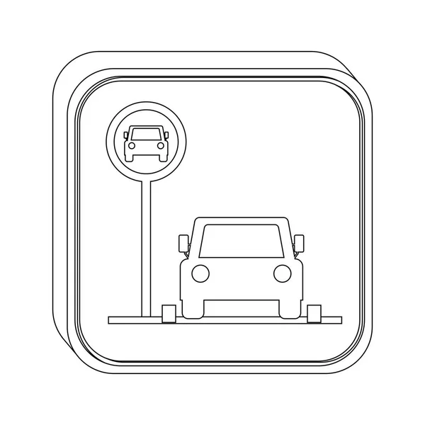 Sylwetka przycisk parking dla pojazdów — Wektor stockowy