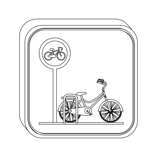Силуэт кнопка стоянка велосипедов — стоковый вектор