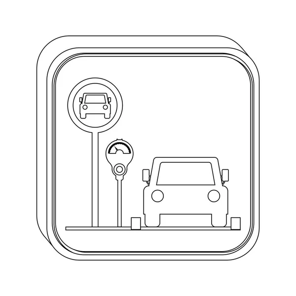 Sylwetka przycisk parking dla pojazdów z parkometru — Wektor stockowy