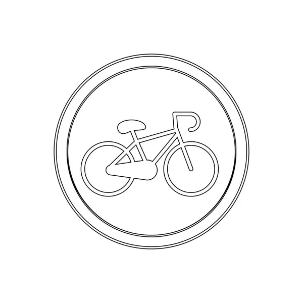 Silueta forma circular con icono de bicicleta plana — Vector de stock