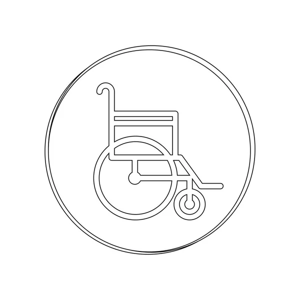 Silueta circular contorno signo silla de ruedas — Vector de stock