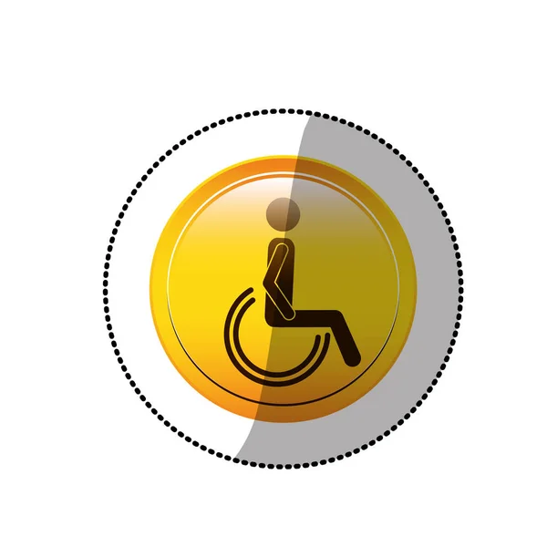 Dotted sticker with person sitting wheelchair — Stock Vector