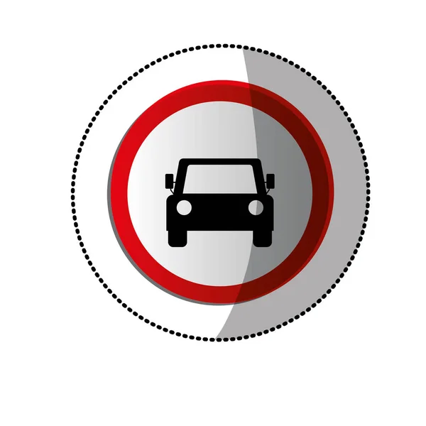 Dotted sticker with road sign of car crossing — Stock Vector