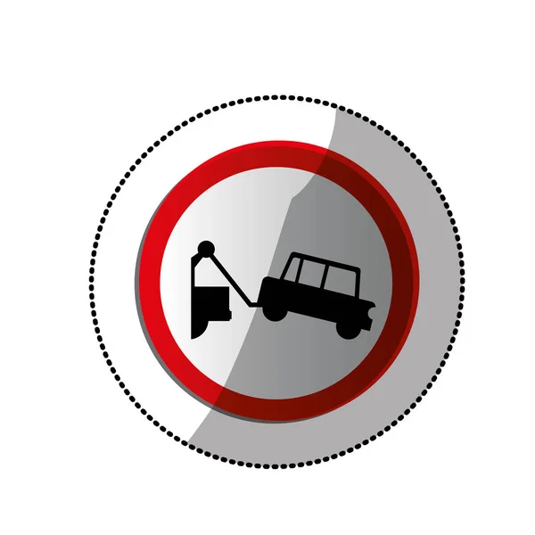 Çekici kamyonu işaretiyle ile noktalı etiket — Stok Vektör