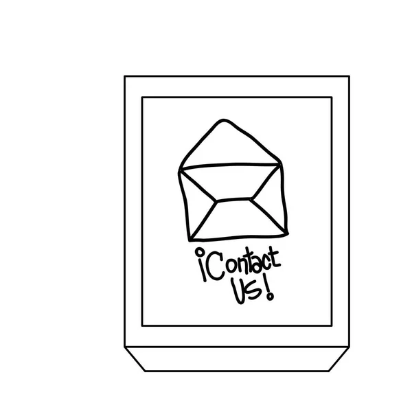 Silhouette rektangel-knappen med kuvert och kontakta oss — Stock vektor