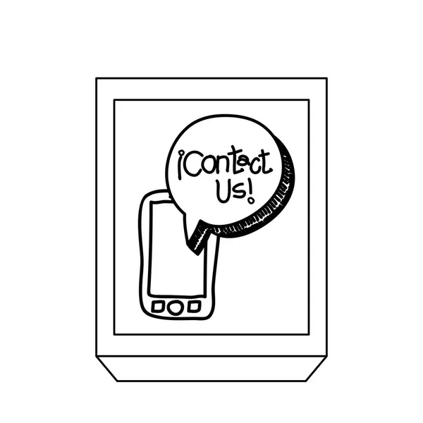 Silueta rectángulo botón tecnología smartphone con diálogo Contáctenos — Archivo Imágenes Vectoriales