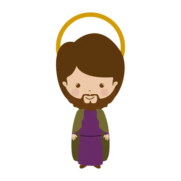 Figura colorida de dibujos animados del santo humano Joseph — Vector de stock