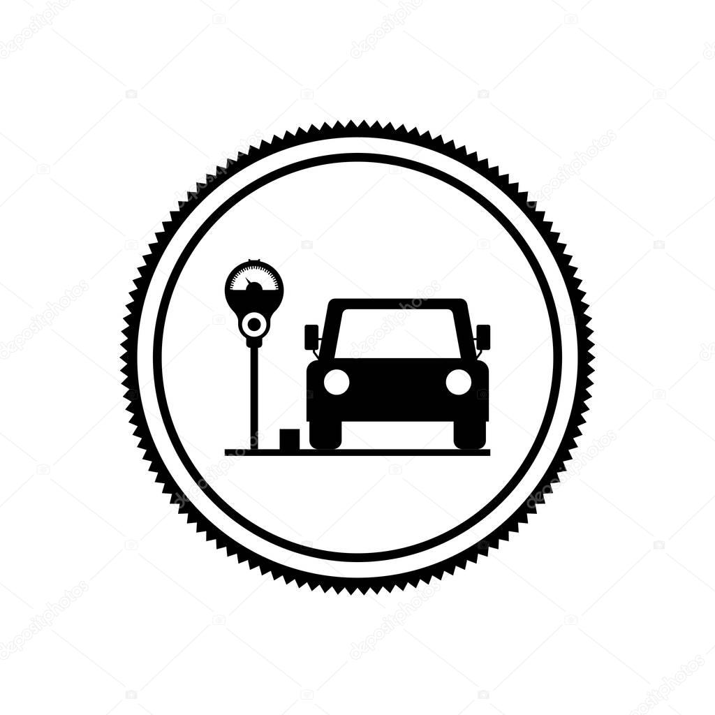 silhouette seal parking area for vehicles with parking meter