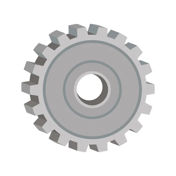 Icône de roue dentée silhouette tridimensionnelle — Image vectorielle