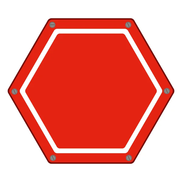 道路標識の赤のアイコンがフラットの六角形 — ストックベクタ