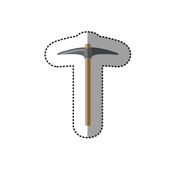 Pegatina punteada pickaxe herramienta de construcción — Archivo Imágenes Vectoriales