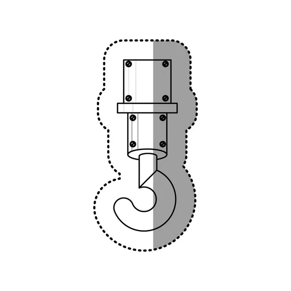 회색 실루엣 점선된 스티커 크레인 후크 아이콘 — 스톡 벡터