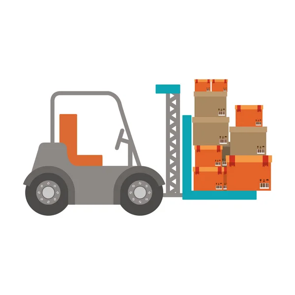 Forklift truk dengan paket tersegel - Stok Vektor