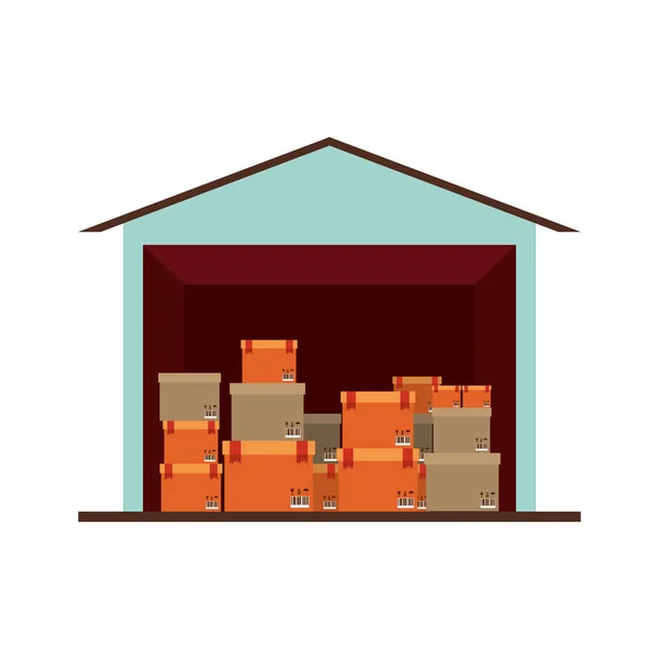 Bodega de almacenamiento con paquete múltiple — Vector de stock