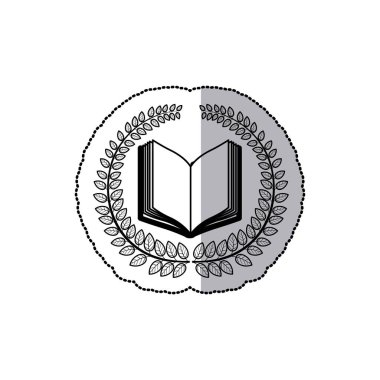 dalgalı sayfaları kitap ile siluet etiket yaprakları