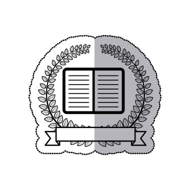 siluet etiket taç yaprakları açık kitap ve etiket simgesi düz ile