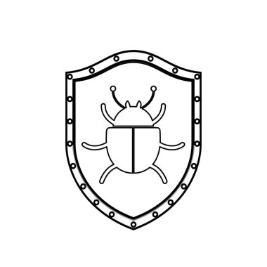 tek renkli siluet ile kalkan böceği virüs ile