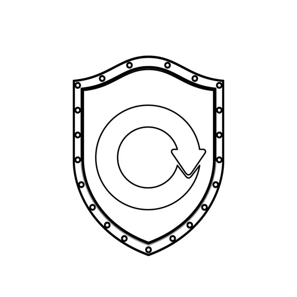 Монохромный силуэт с щитом с символом повторного использования — стоковый вектор