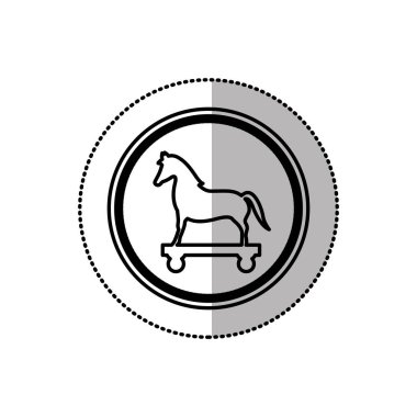 Truva atı bir dairede tek renkli orta gölge etiket