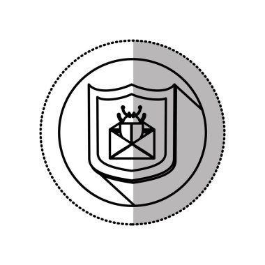 tek renkli orta gölge sopa ile kalkan ve posta böceği ile daire