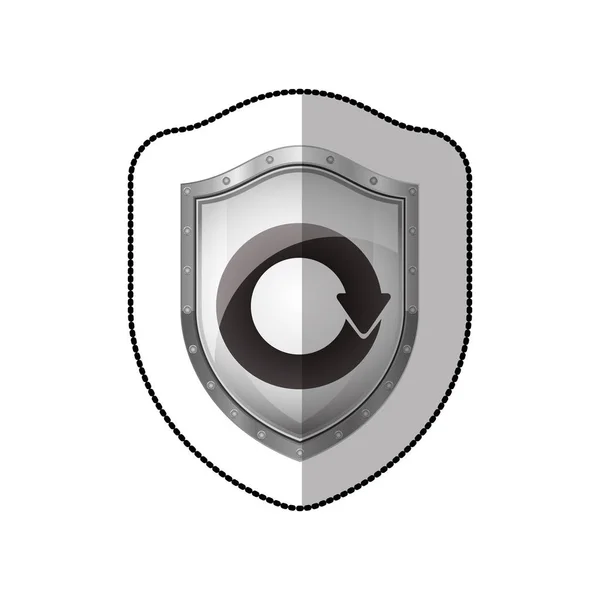 Adesivo ombra centrale di scudo con simbolo di riutilizzo — Vettoriale Stock