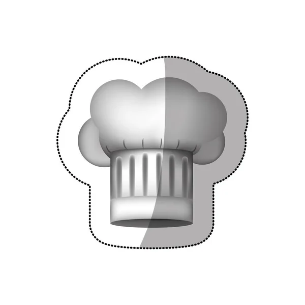 Sticker silhouette réaliste de chef chapeau en forme de cumulus et rayures — Image vectorielle