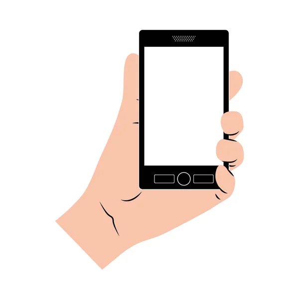 Hand holding smartphone design — Stock Vector