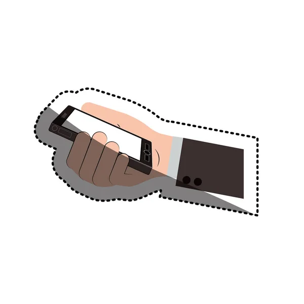 Hand holding smartphone design — Stock Vector
