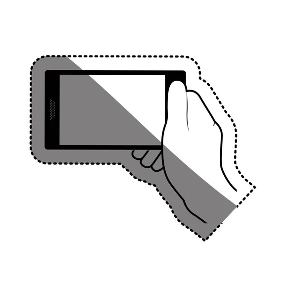 Mão segurando design smartphone — Vetor de Stock