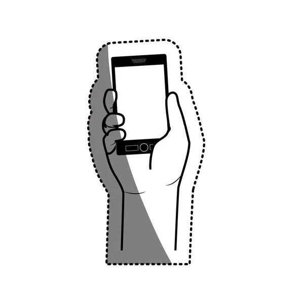 Mão segurando design smartphone —  Vetores de Stock
