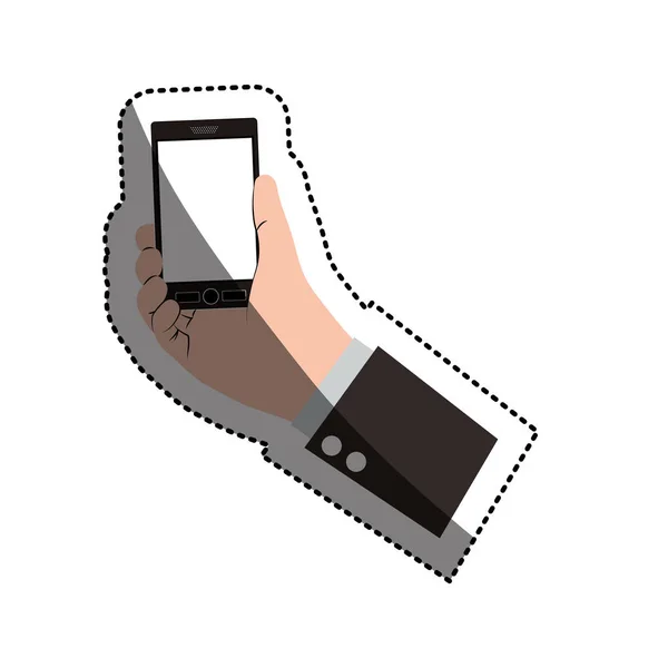 Ruka držící smartphone designu — Stockový vektor