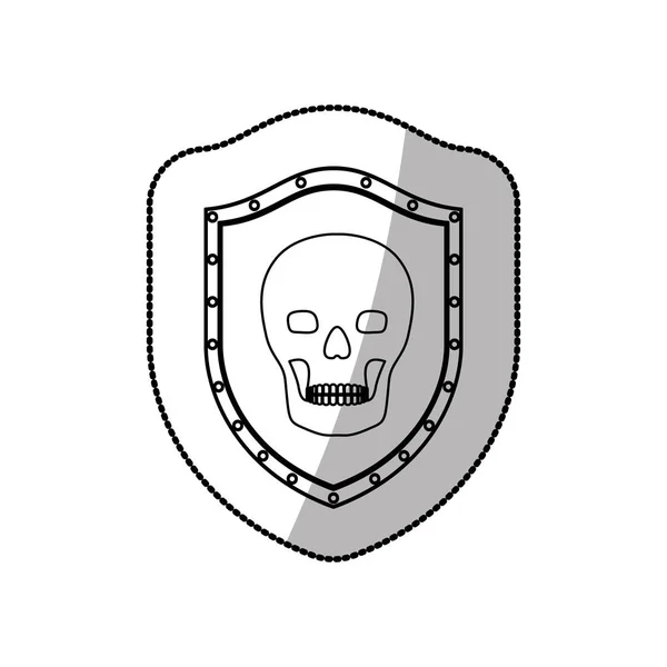 Skull on shield — Stock Vector