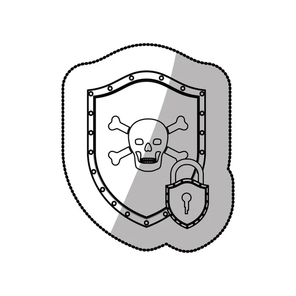 Skull on shield — Stock Vector