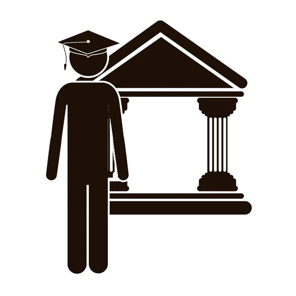 Abogado silueta negro con sombrero de graduación — Vector de stock