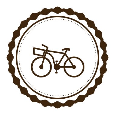 siluet Bisiklet sepet içinde yuvarlak çerçeve ile kahverengi
