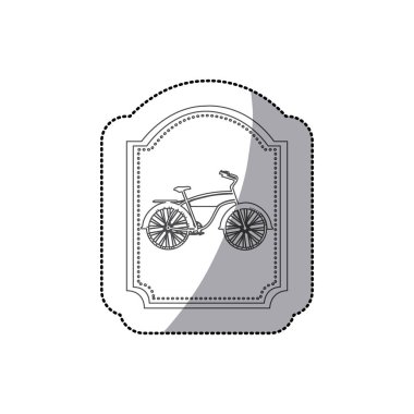 gri tonlamalı siluet orta gölge çıkartması klasik bisiklet çerçeve içinde