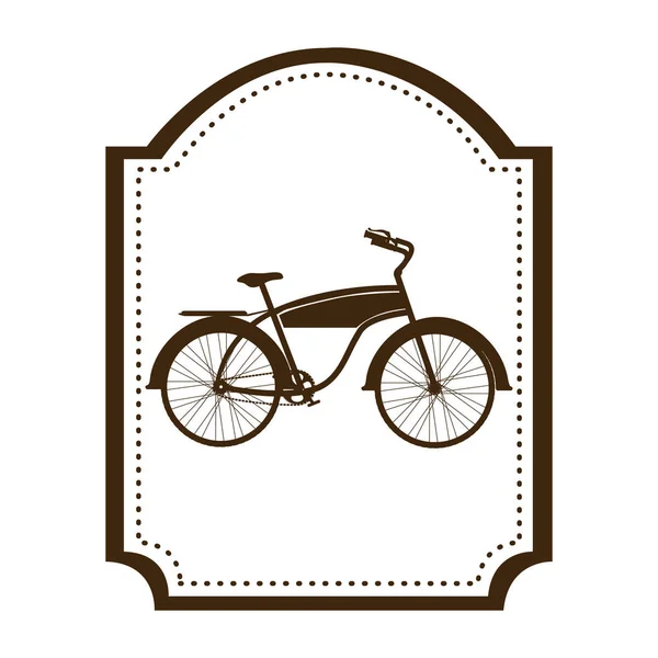 Silhouet bruin van klassieke fiets in frame — Stockvector