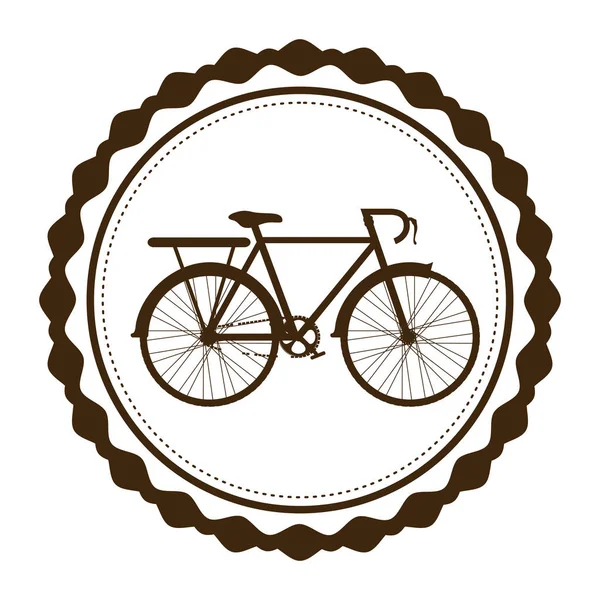 Silhueta marrom de bicicleta com cesta em armação redonda — Vetor de Stock
