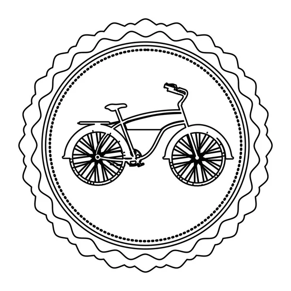 Monochrome silhouette of classic bicycle in round frame — Stock Vector